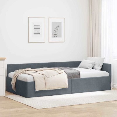 Estructura de cama en esquina Otro Gris oscuro 100 x 200 cm