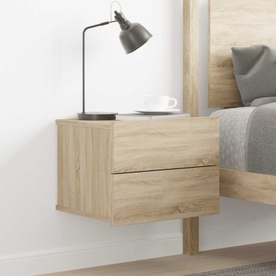 Mesita de noche madera contrachapada color roble 40x30x30 cm