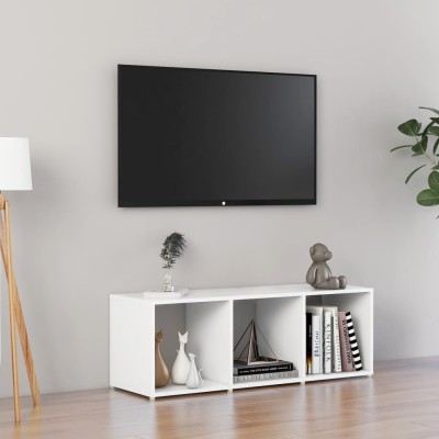 Mueble de TV madera contrachapada blanco 107x35x37 cm