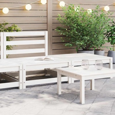 Set de salón de jardín de 2 piezas blanco madera maciza de pino